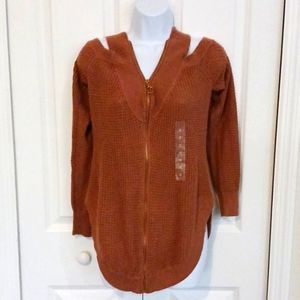 G BY GUESS WOMEN'S AMINA ZIP UP TUNIC SWEATER. SIZE SMALL.